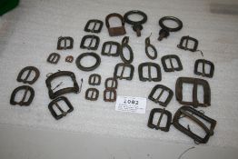 Quantity of silver plated harness fittings plus some leather covered fittings