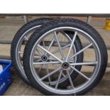 Pair of wheels and tyres, 18ins - carries VAT.