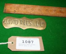 Engraved hame plate - David Rees & Co.