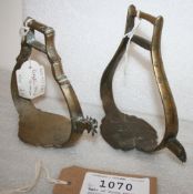 2 South American stirrups with rowelled spurs incorporated in the sides