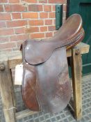 Brown leather 16ins saddle by M.E.Howey, D-D 7ins