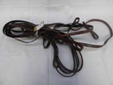 Set of English brown leather horse pair reins for a cob/full size; never used  - carries VAT