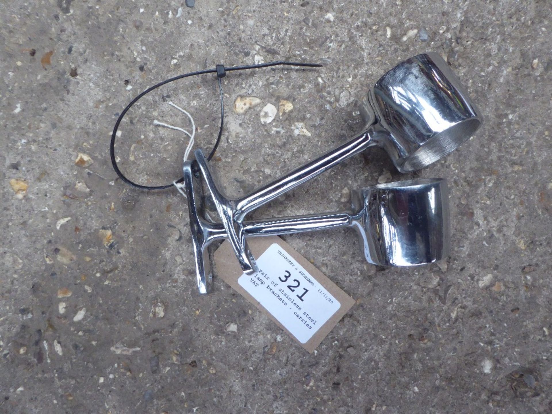 Pair of stainless steel lamp brackets - carries VAT