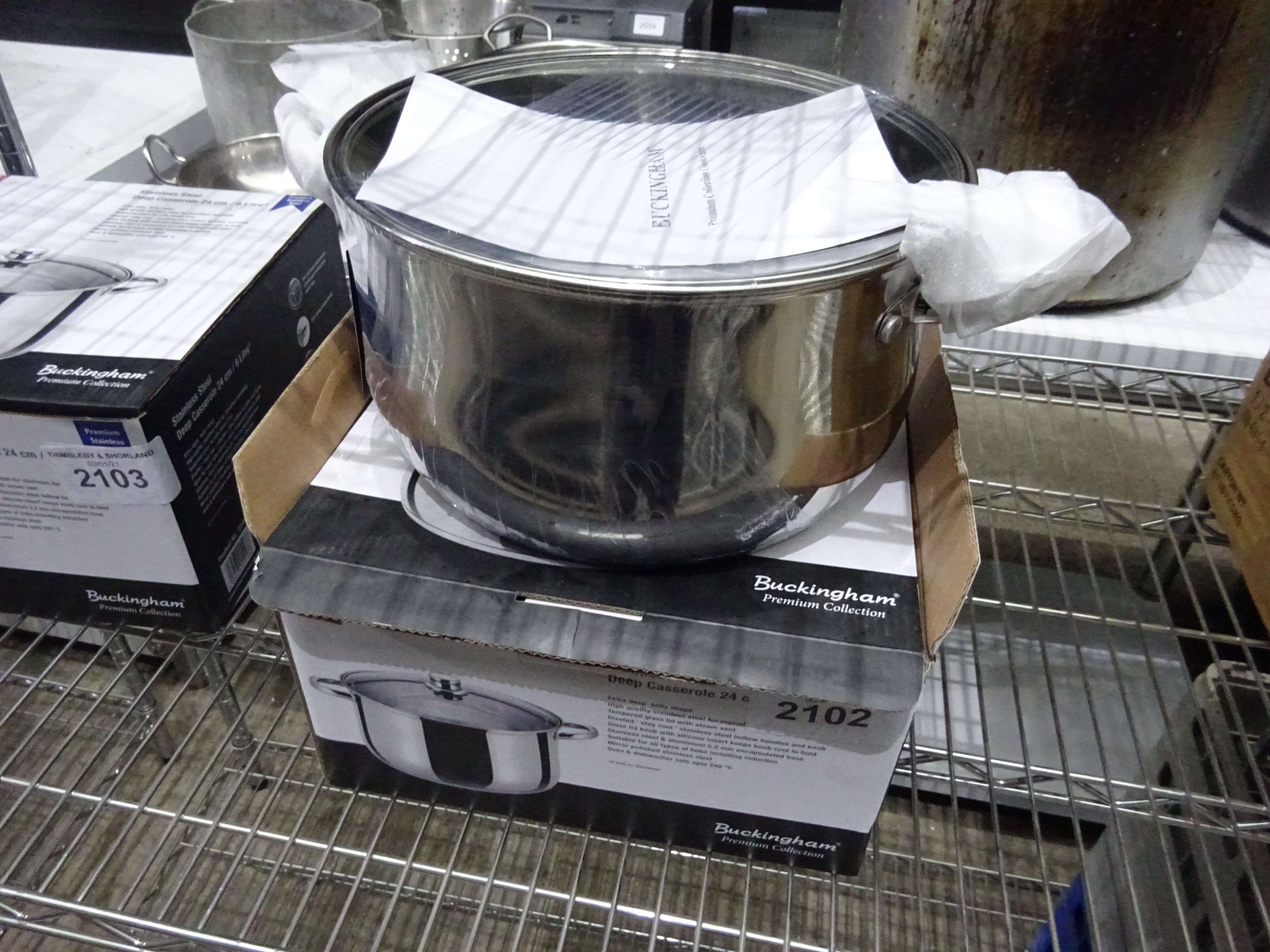 New stainless steel Buckingham deep casserole pot, 6ltr, 24cms.