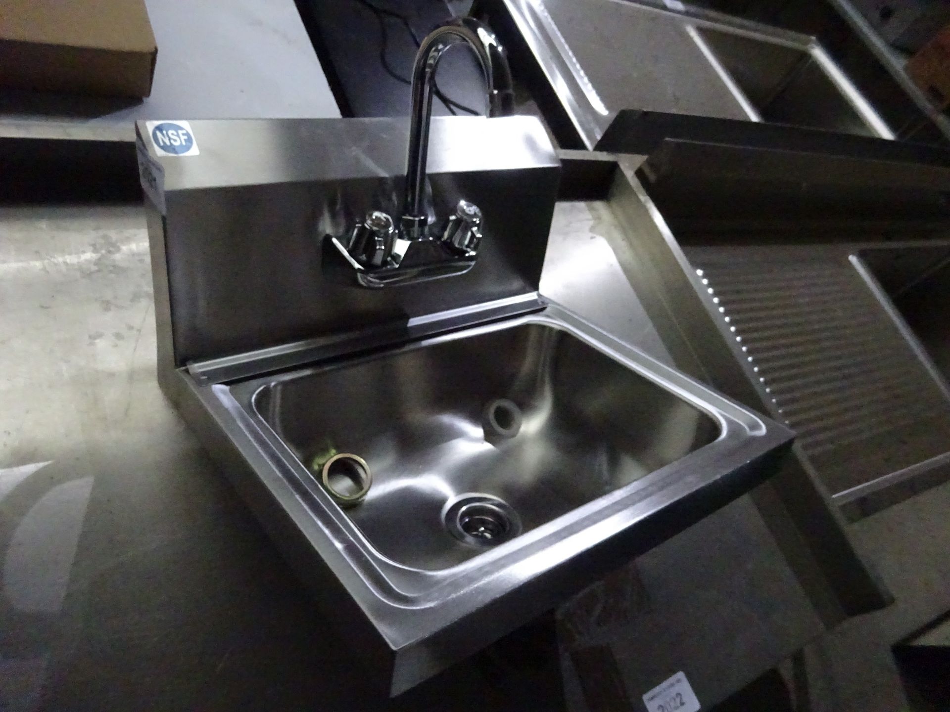 Stainless steel hand sink, new, 43cms.