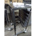 6 tier stainless steel tray trolley.