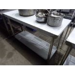 New stainless steel prep table with under shelf, 150cms.