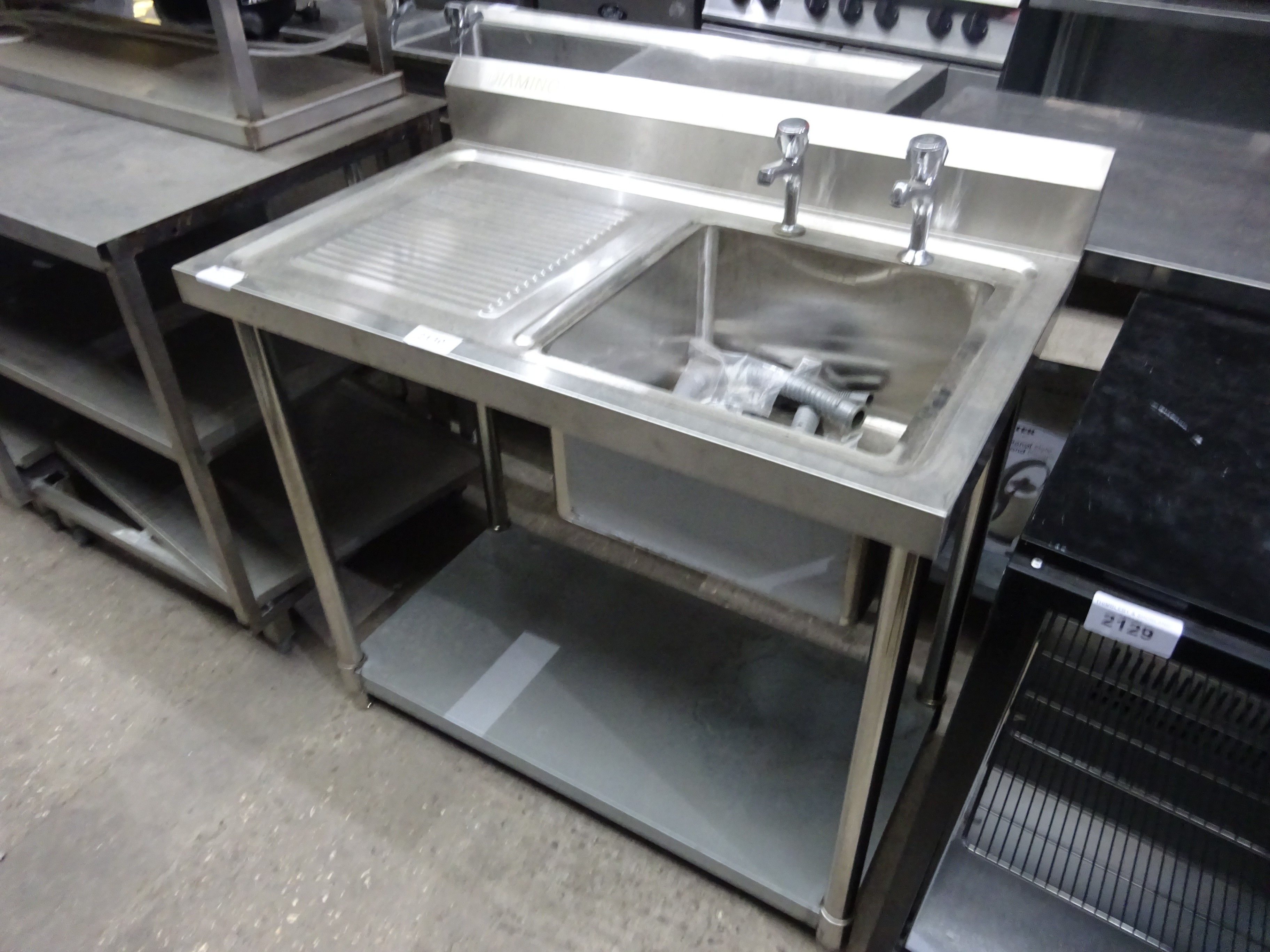 New Diaminox single bowl, single drainer sink with taps.