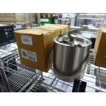 2 new stainless steel ice buckets with lids and tongs