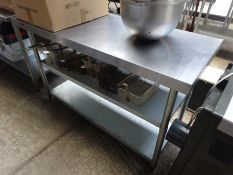 Stainless steel preparation table with under shelf, 150cms.