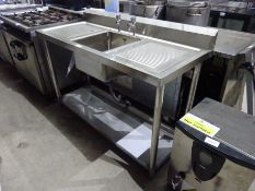 New Diaminox single bowl, double drainer sink with taps, 145cms.