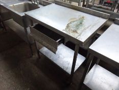Stainless steel preparation table with drawer, 90cms.