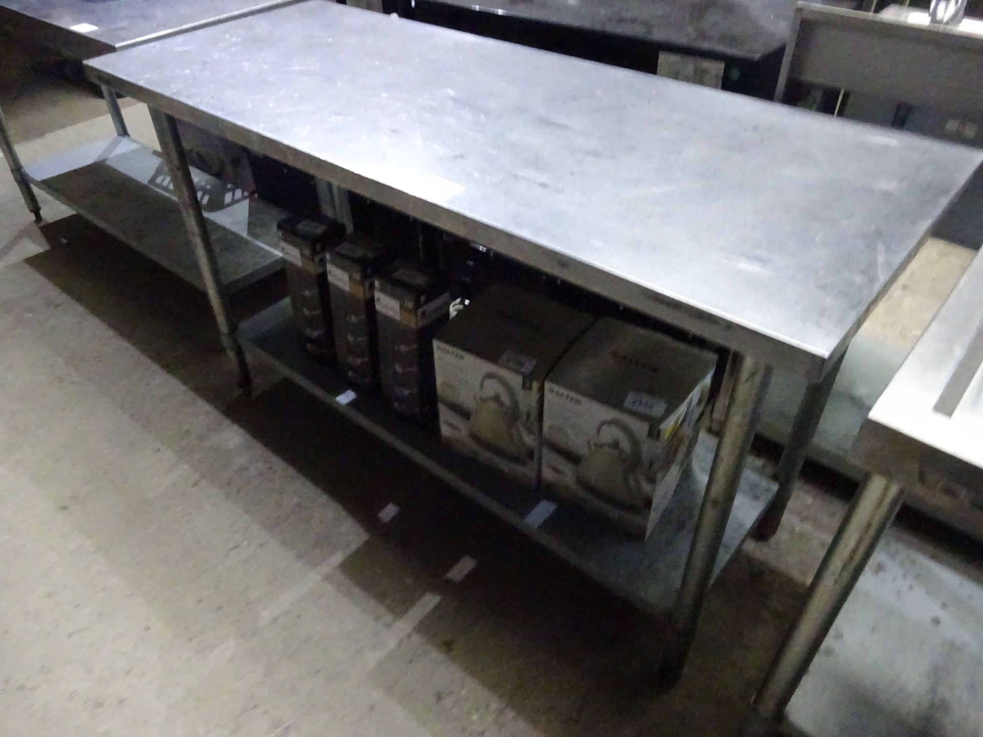 Stainless steel prep table with under shelf, 150cms.