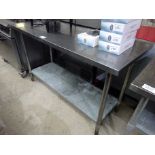 Stainless steel table with under shelf, 150cms.