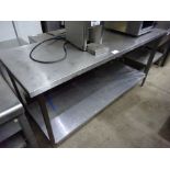 Stainless steel prep table with under shelf, 180cms.