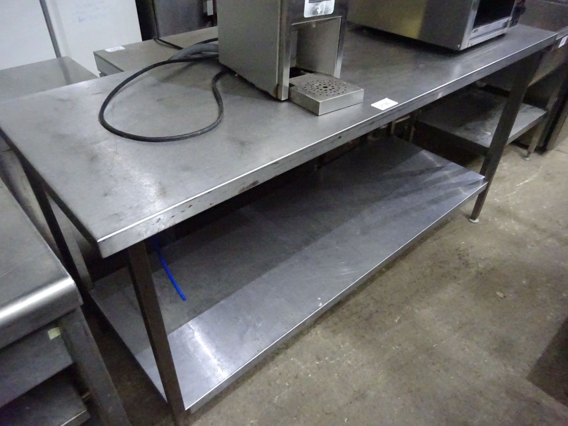 Stainless steel prep table with under shelf, 180cms.