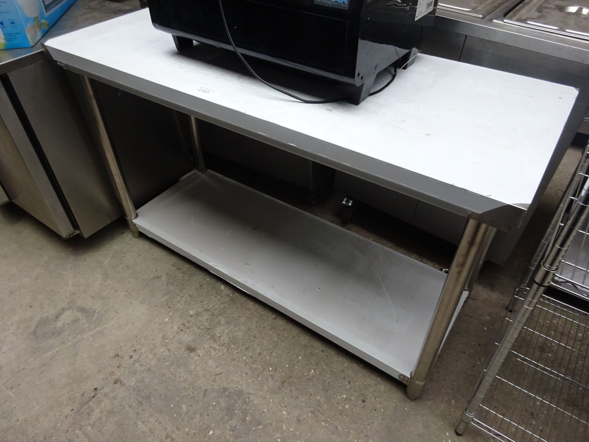 New stainless steel prep table with under shelf, 150cms.