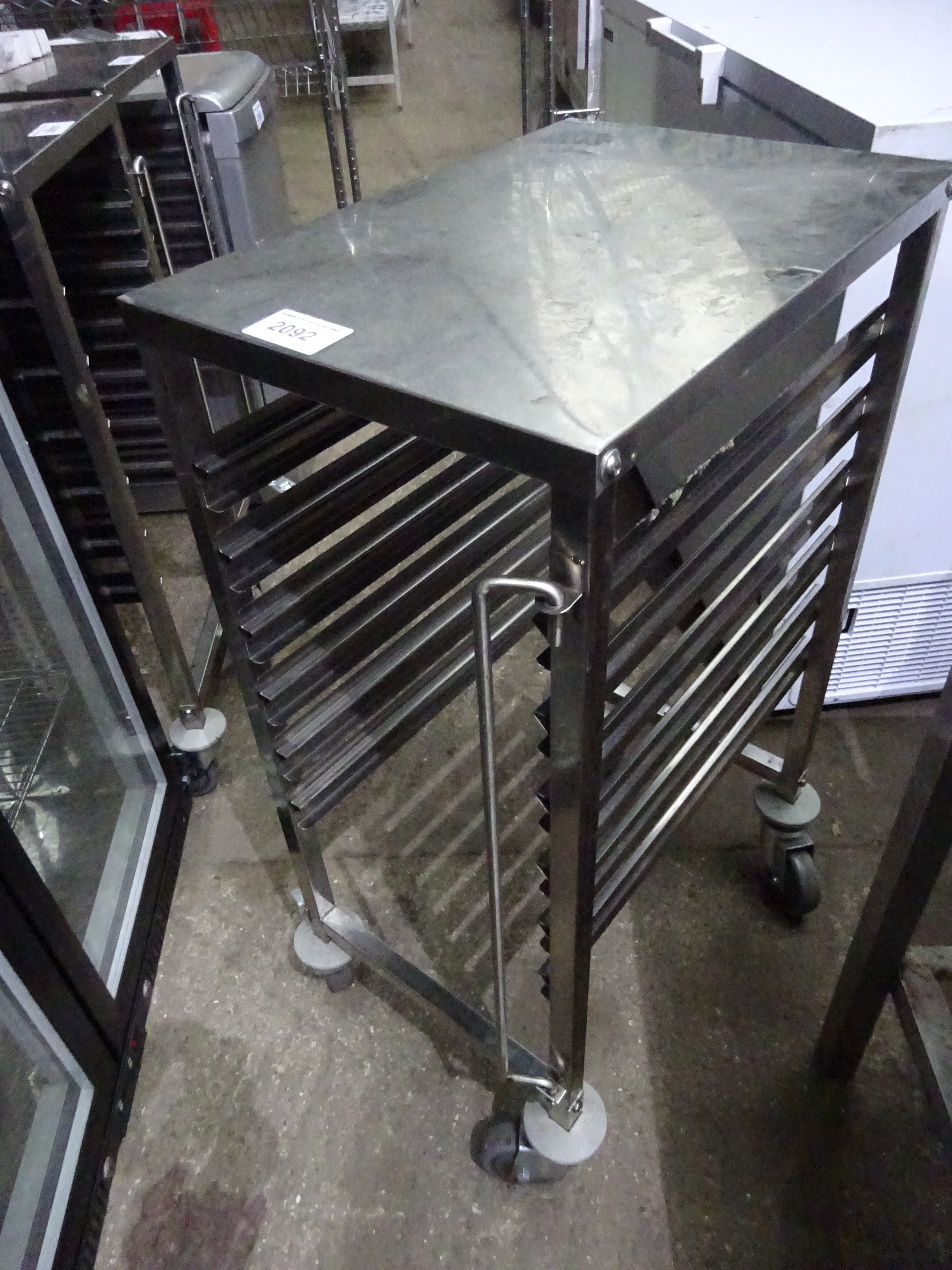 6 tier stainless steel tray trolley.