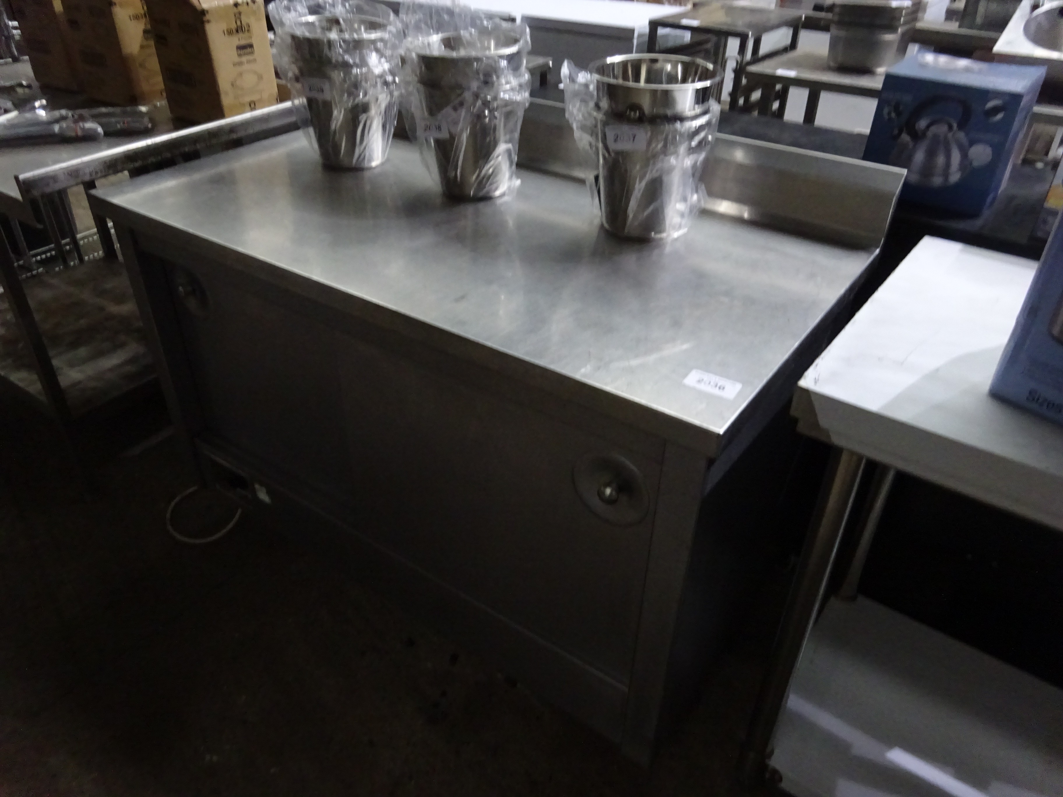 Mobile stainless steel hot cupboard, 240v, 130cms.