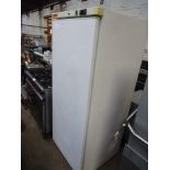 Lowe white enamel single door freezer.