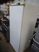 Lowe white enamel single door freezer.