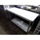 New stainless steel prep table with shelf, 150cms.