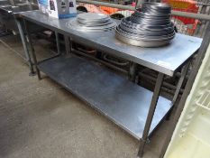 Stainless steel preparation table with undershelf, 180cms.