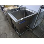 Stainless steel sink on stand with taps, 77cms.