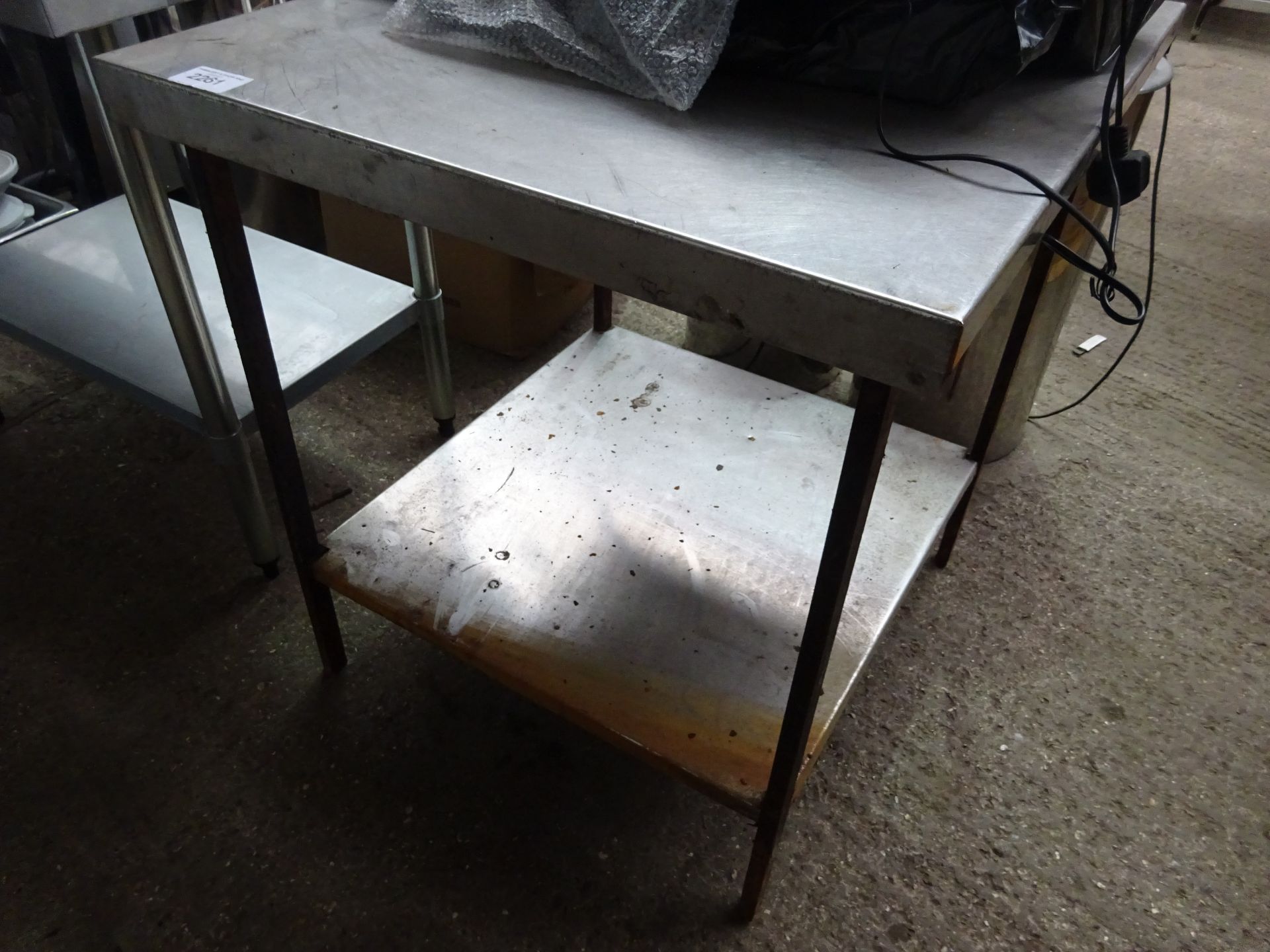 Stainless steel preparation table with under shelf, 77 x 80cms.