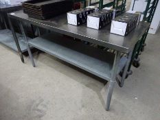 Stainless steel table with under shelf, 150cms.