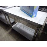 New stainless steel prep table with under shelf, 120cms