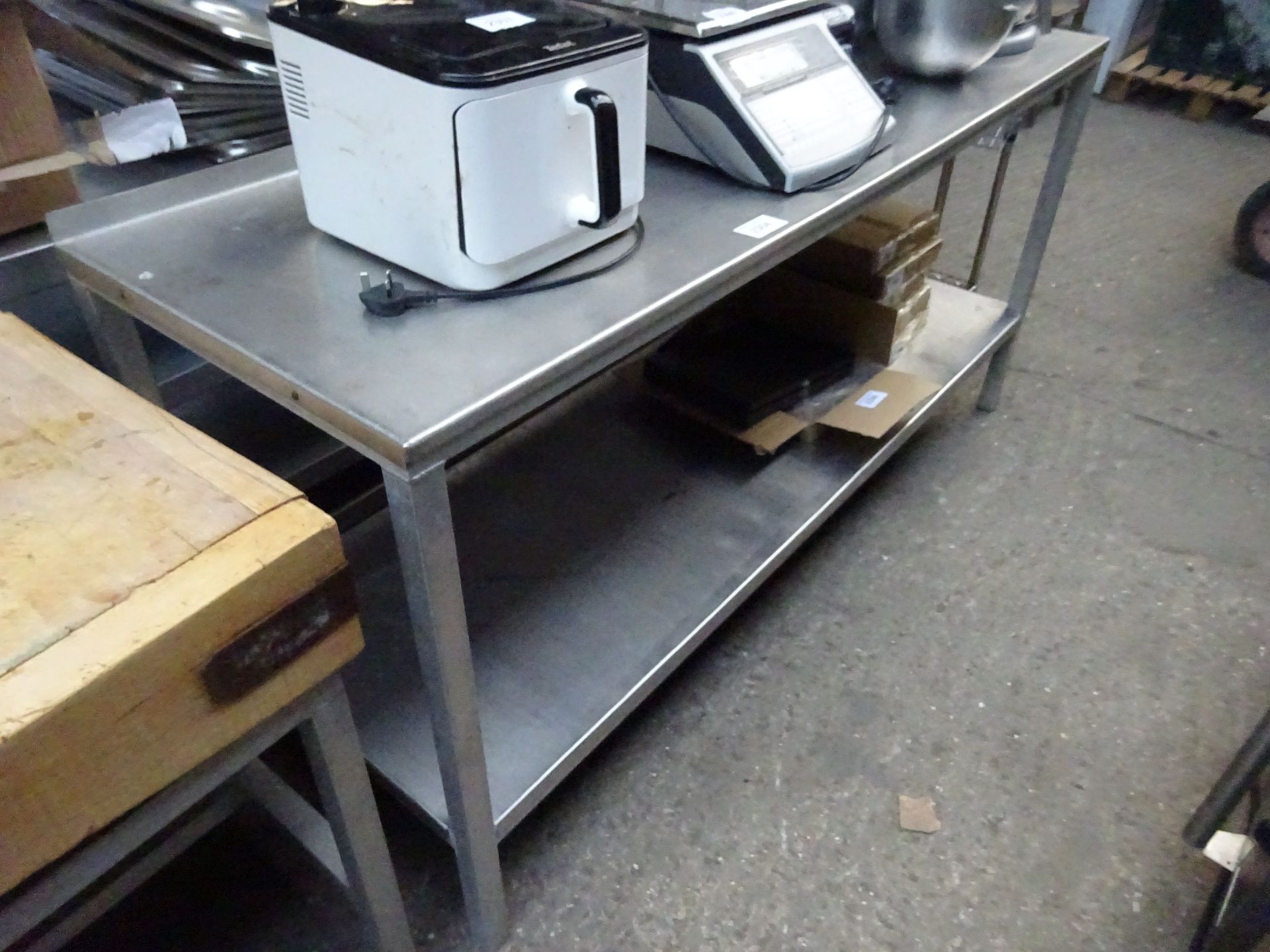 Stainless steel preparation table with under shelf, 178cms.