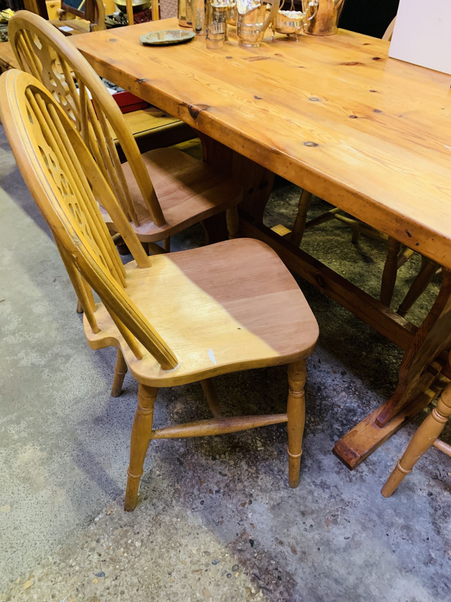 Pine table and five chairs. - Image 3 of 4