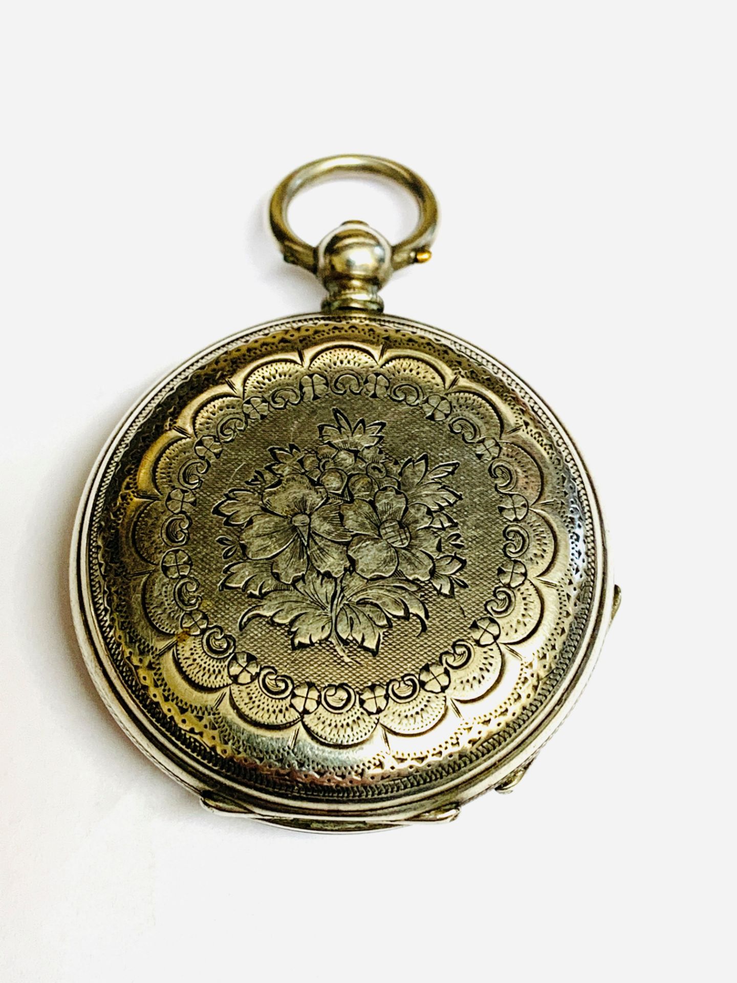 Key wind small pocket watch, case marked 'fine silver', and five other pocket watches. - Image 7 of 7