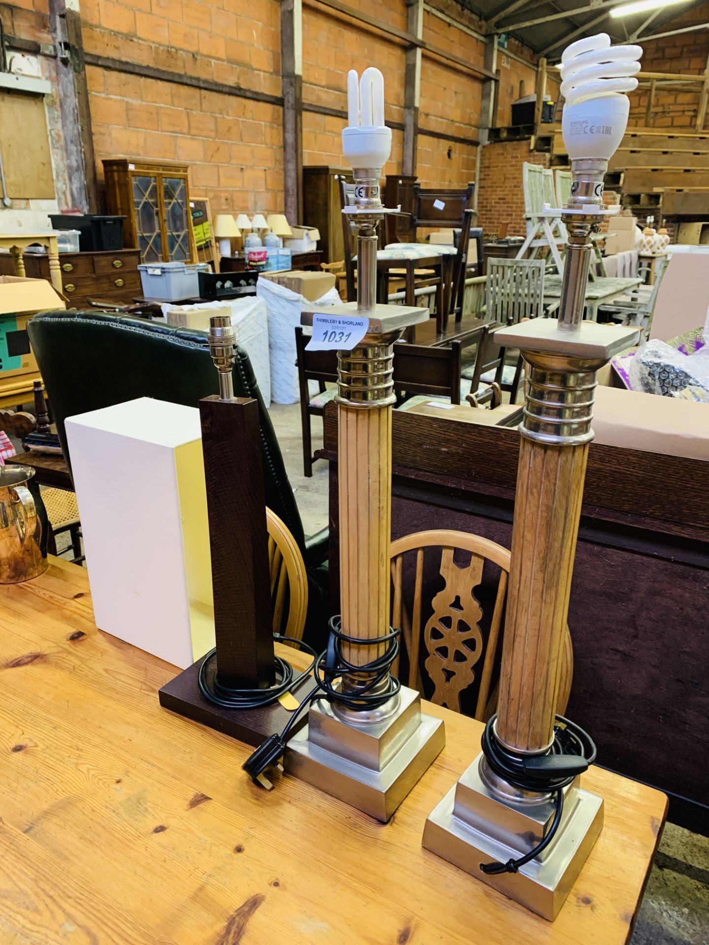 Pair of table lamps and another. - Image 2 of 2