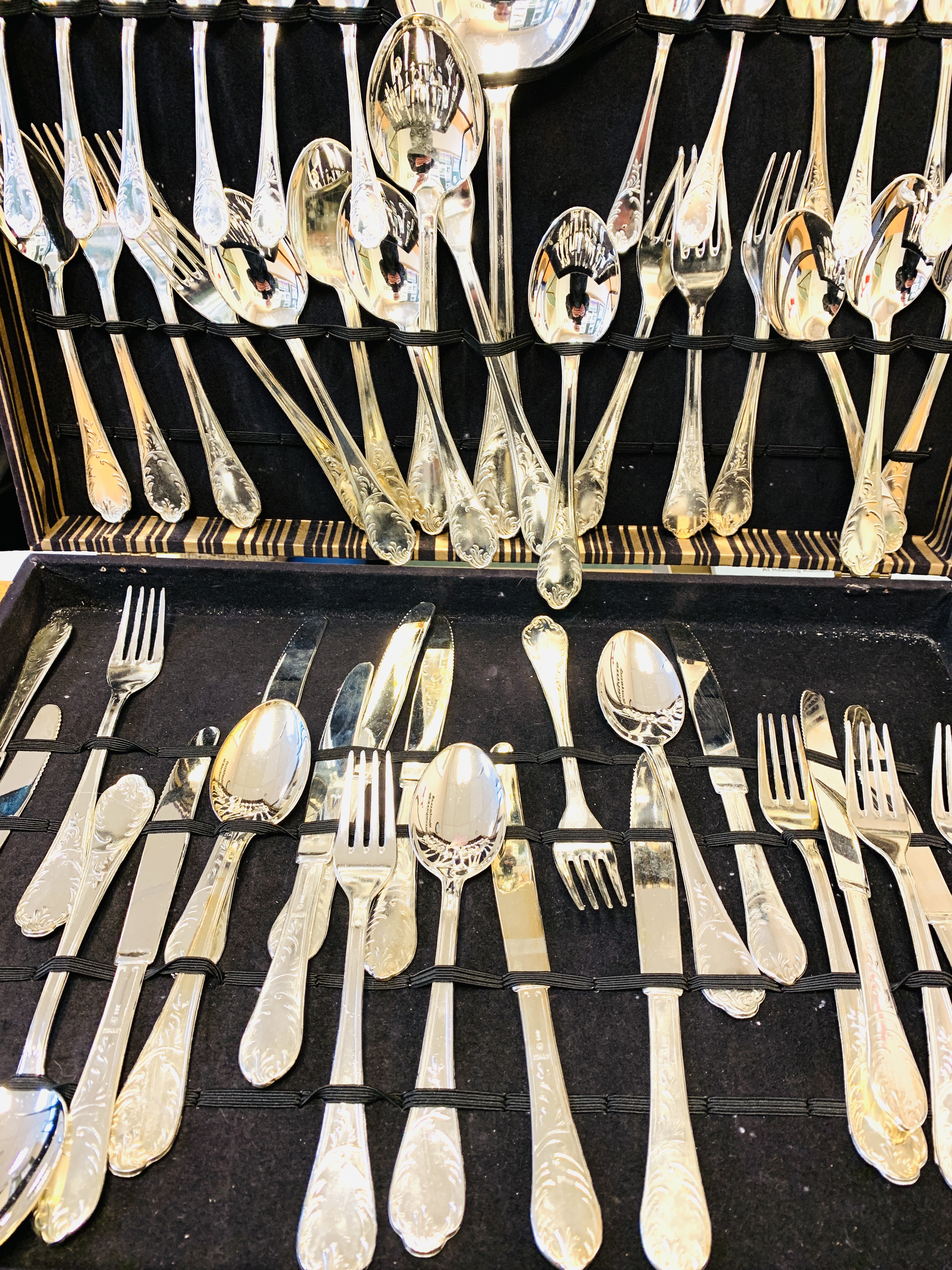 51 piece white metal cutlery set.