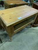 Pine cabinet and a mahogany chest of three drawers.