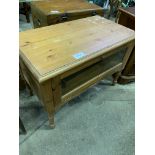 Pine cabinet and a mahogany chest of three drawers.