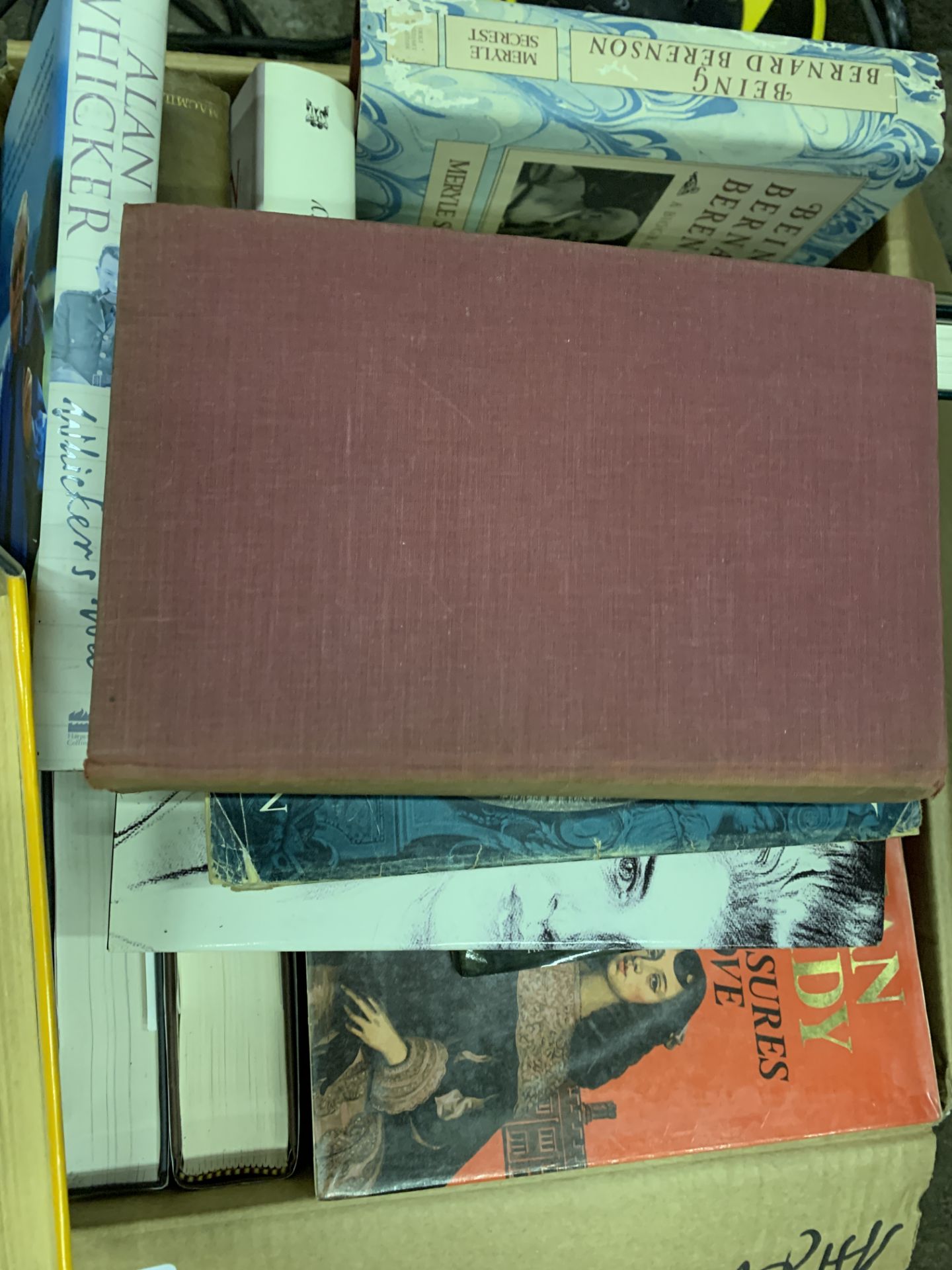 Two boxes containing a large quantity of autobiographies and biographies.