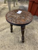 French mahogany stool with carved design to seat.