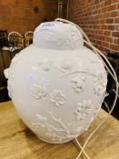 Large white glazed table lamp.