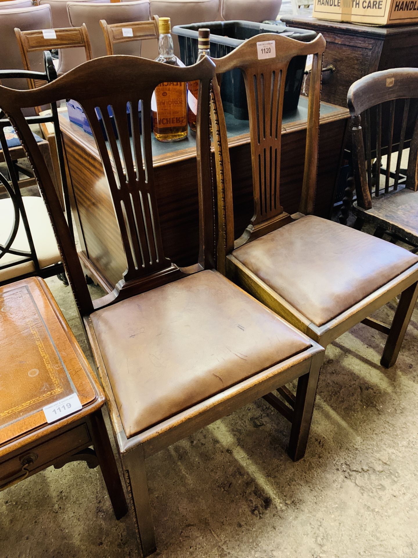 Two mid 19th century drop-in seat mahogany dining chairs with rail splat. - Image 3 of 3