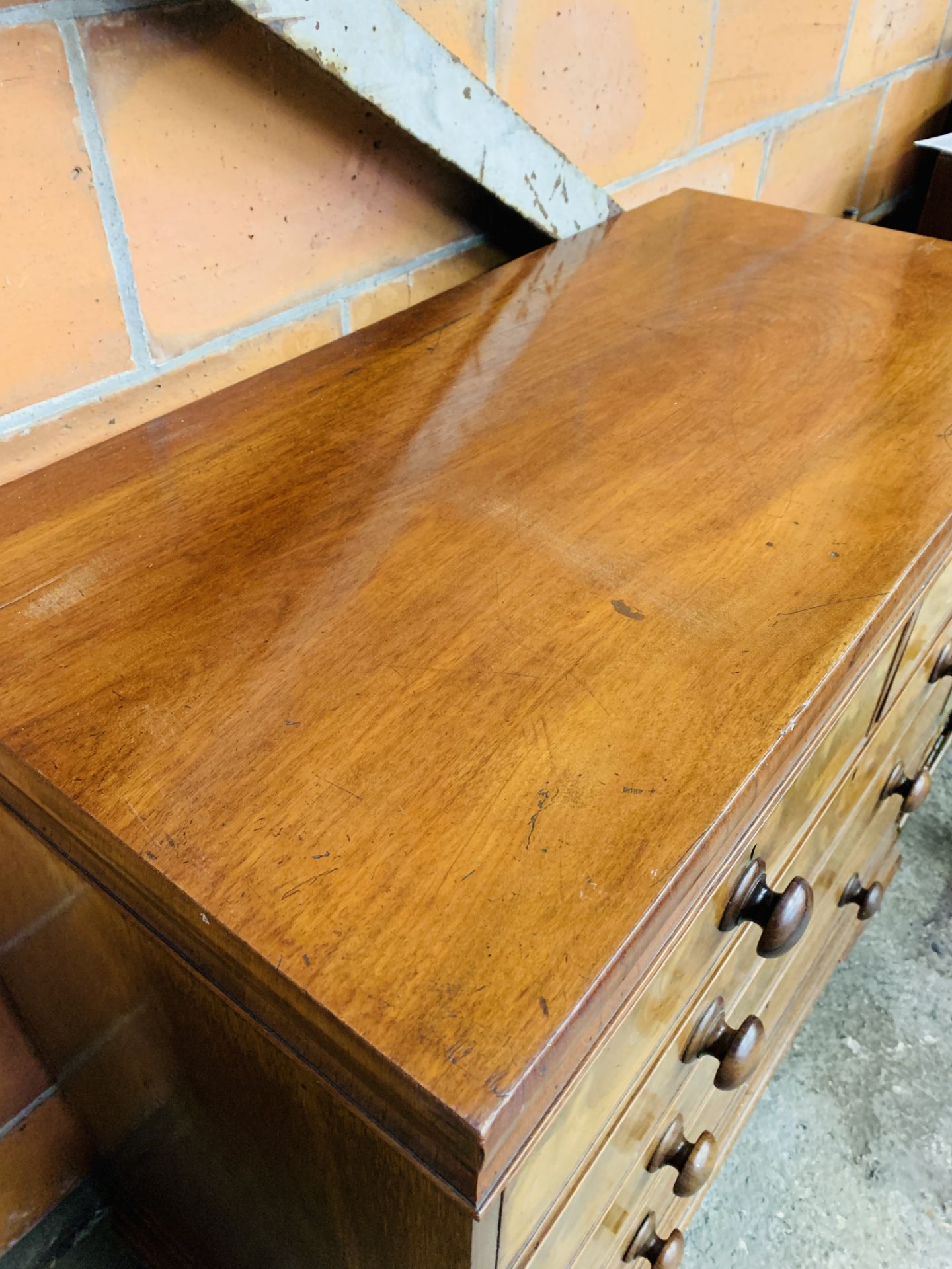 Victorian mahogany chest of two over three graduated drawers with bun handles. - Image 4 of 5