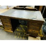 Oak pedestal desk.