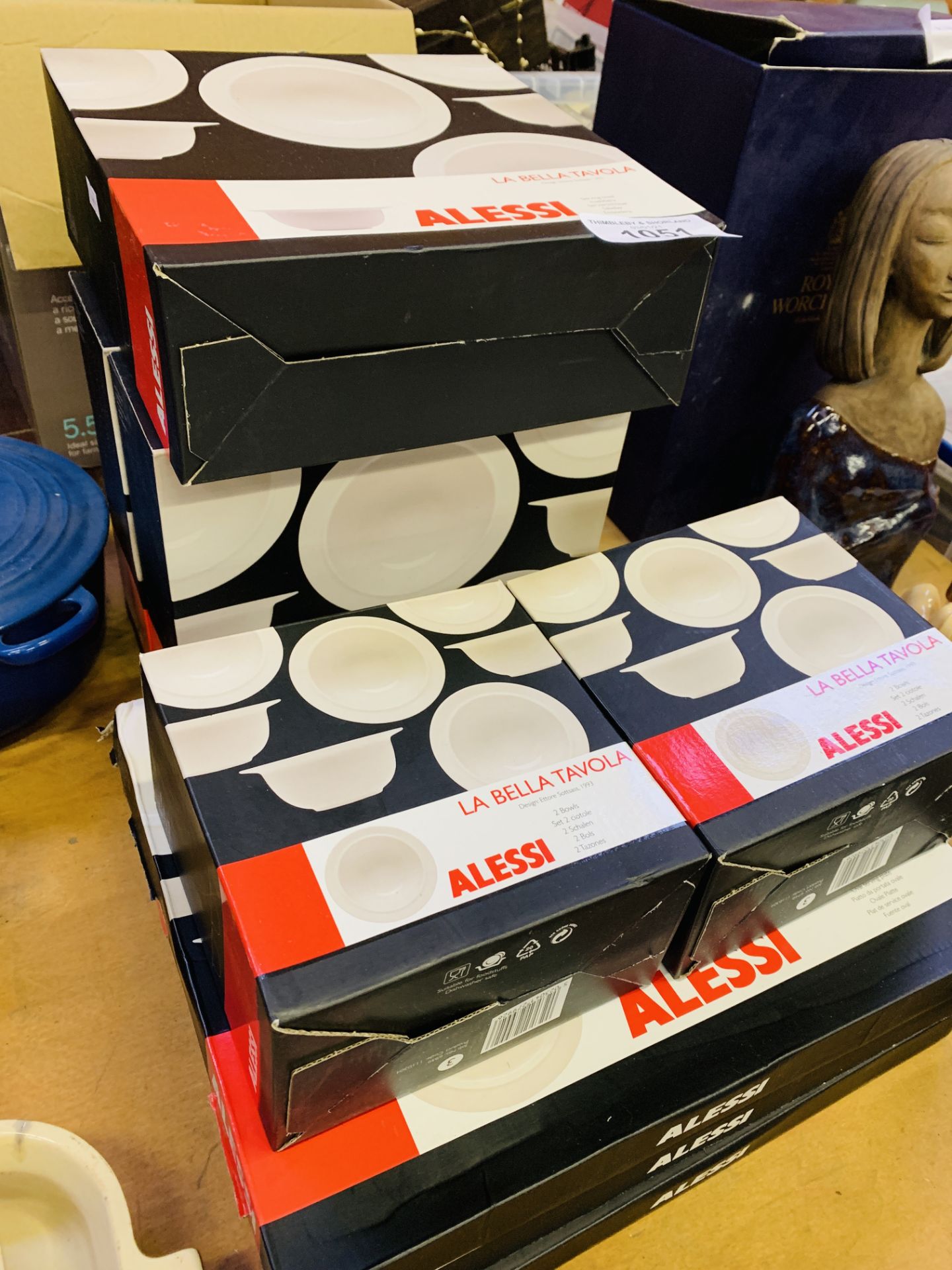 Quantity Alessi ceramic bowls.