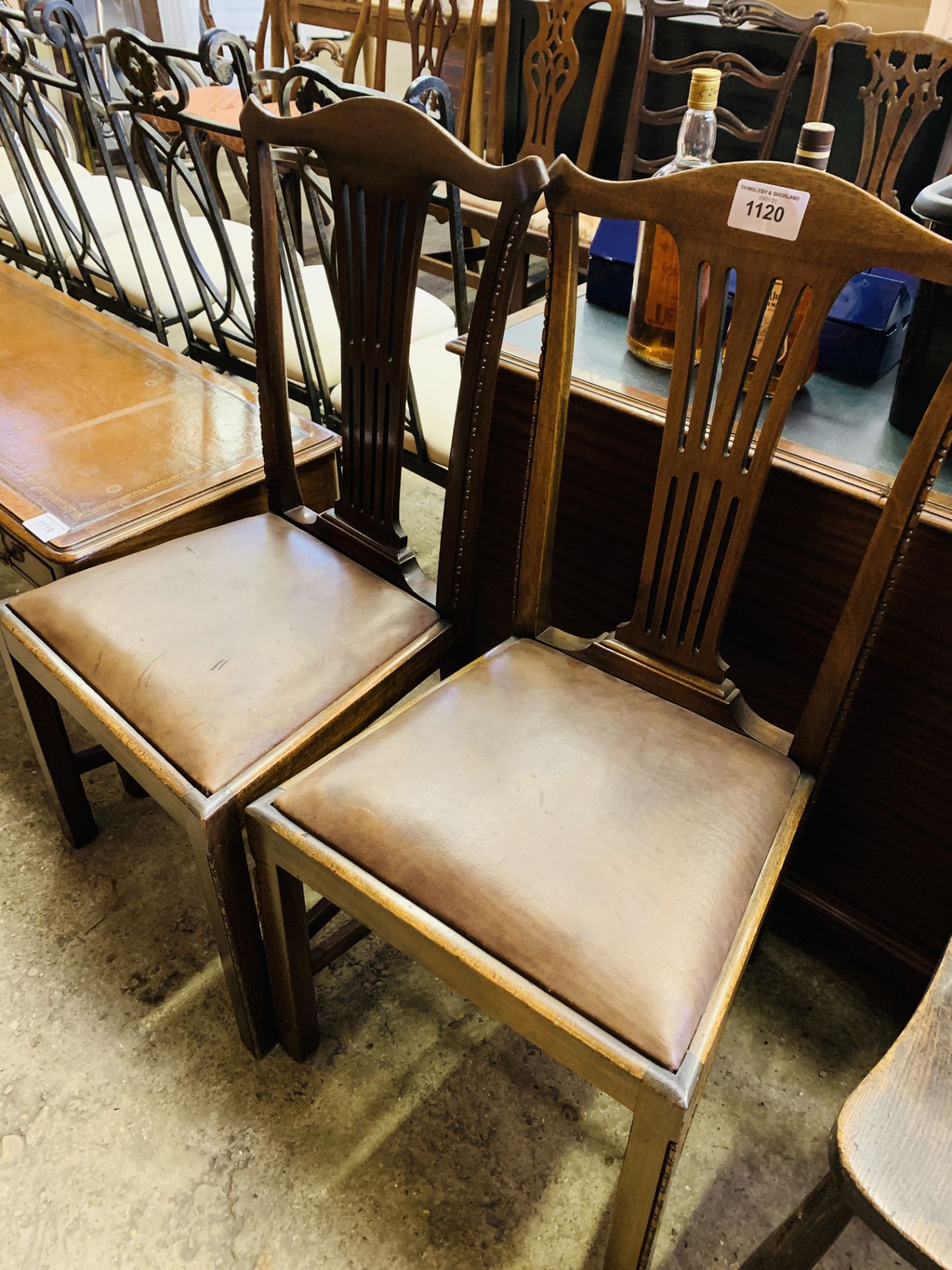 Two mid 19th century drop-in seat mahogany dining chairs with rail splat. - Image 2 of 3