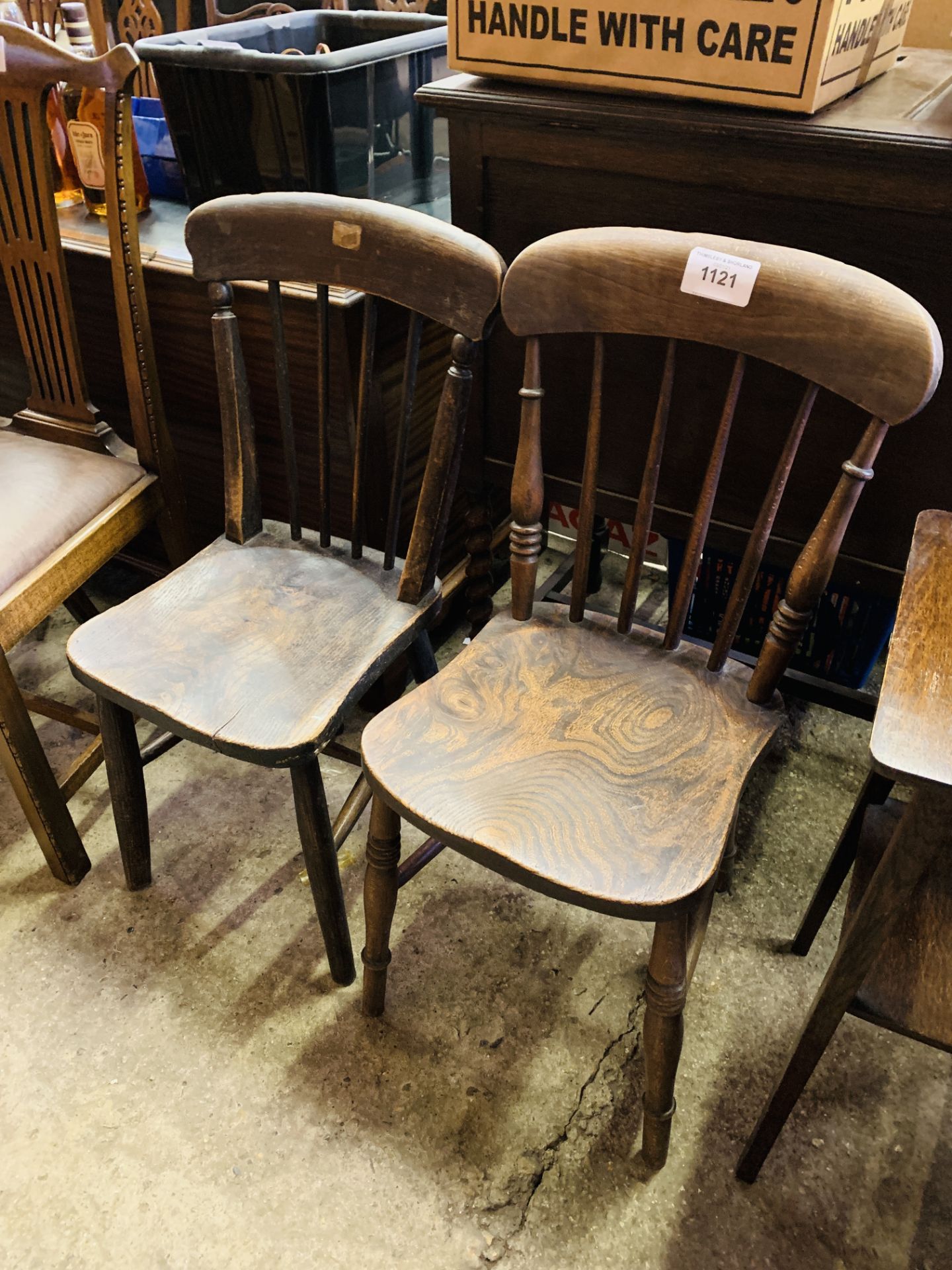 Two elm seat comb back kitchen chairs. - Image 2 of 2