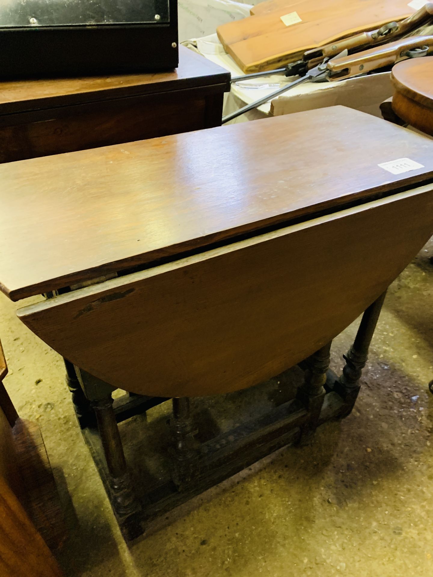 Oak octagonal table, Oak gate leg drop side table, oak display table.