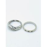 Two 9ct white gold and diamond rings.