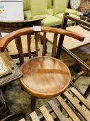 Bentwood elbow chair; mahogany towel rail; and a mahogany luggage stand.